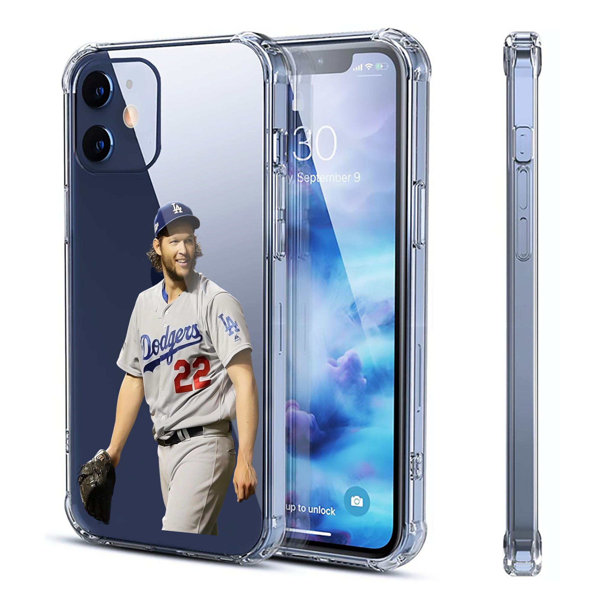 Clayton Kershaw 5 Clear IPhone 12 Case – Soft TPU With UV Print – Enhanced Drop Protection, Precise Fit, Anti-Fingerprint, Customizable Design, Scratch-Resistant, Yellow-Resistant